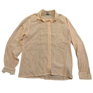 VINTAGE La Mode SMARTI Blouse | Made in WEST GERMANY | 100% Cotton Sheer Peach M
